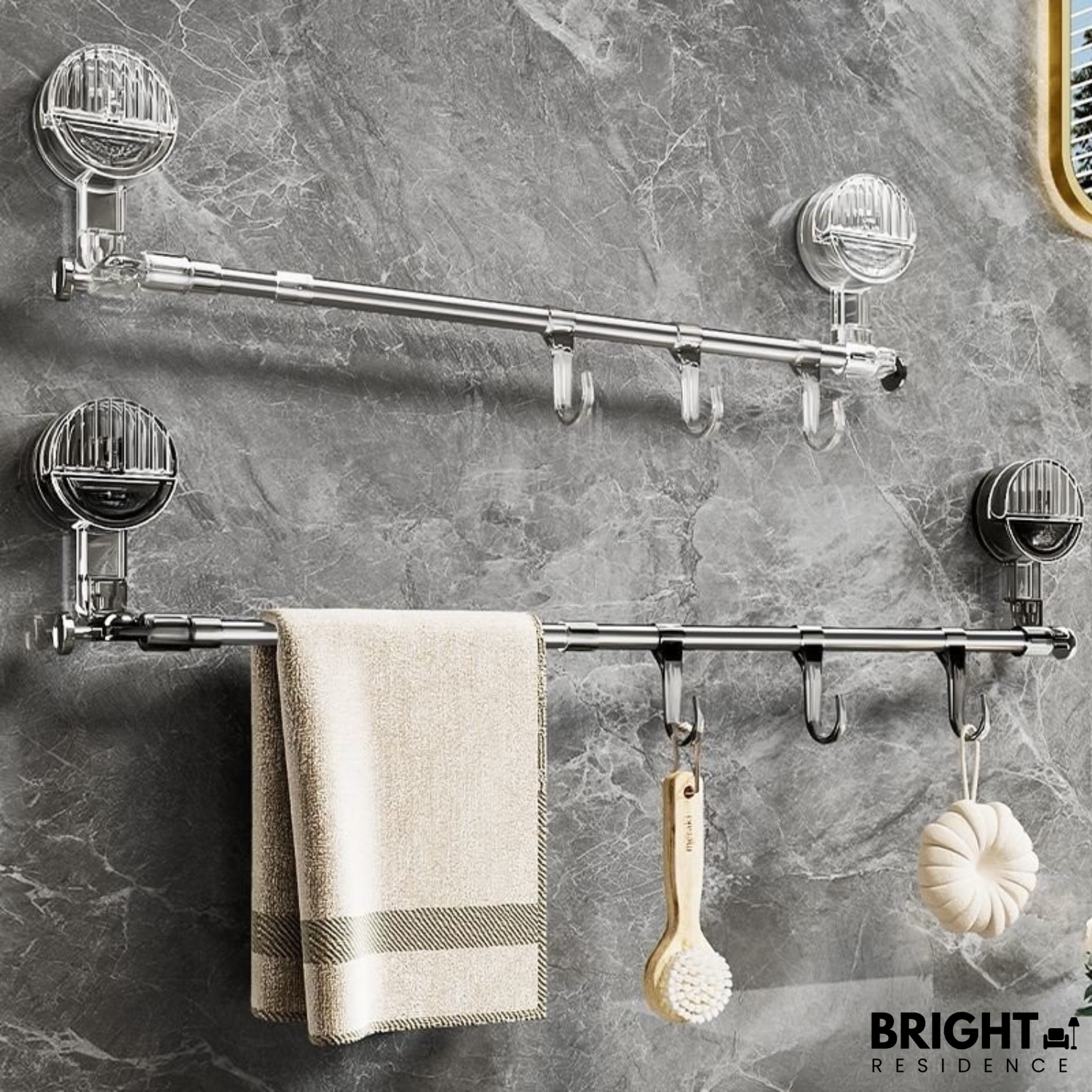 HangRack™ - Adjustable stainless steel towel rack with suction cups