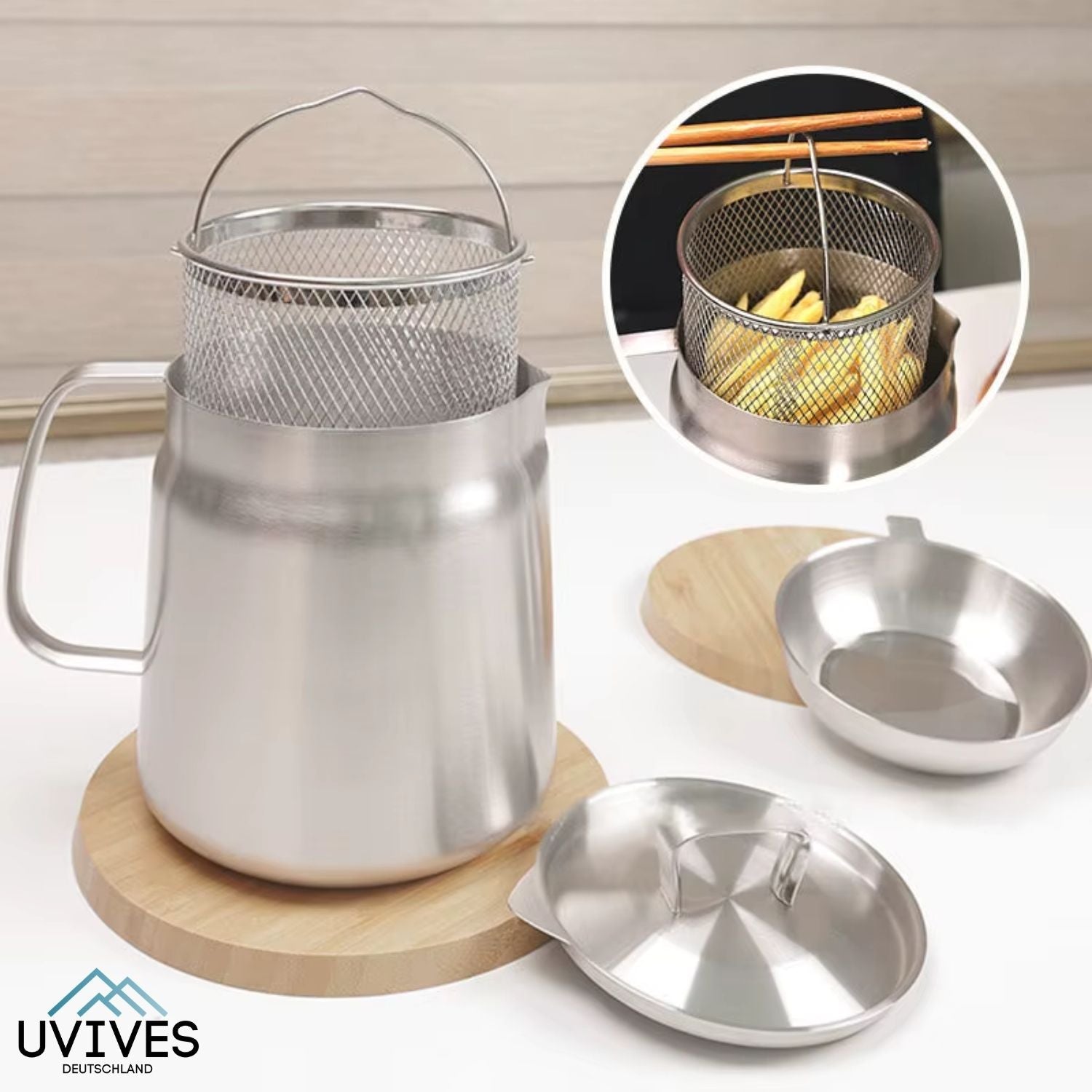 OilSaver™ - Stainless steel kitchen oil container with strainer