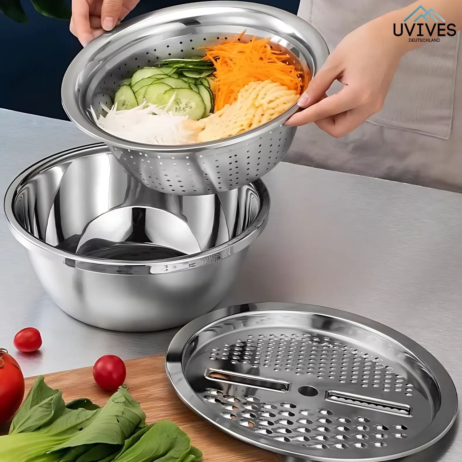 GrateBasin™ - 6-in-1 stainless steel basin
