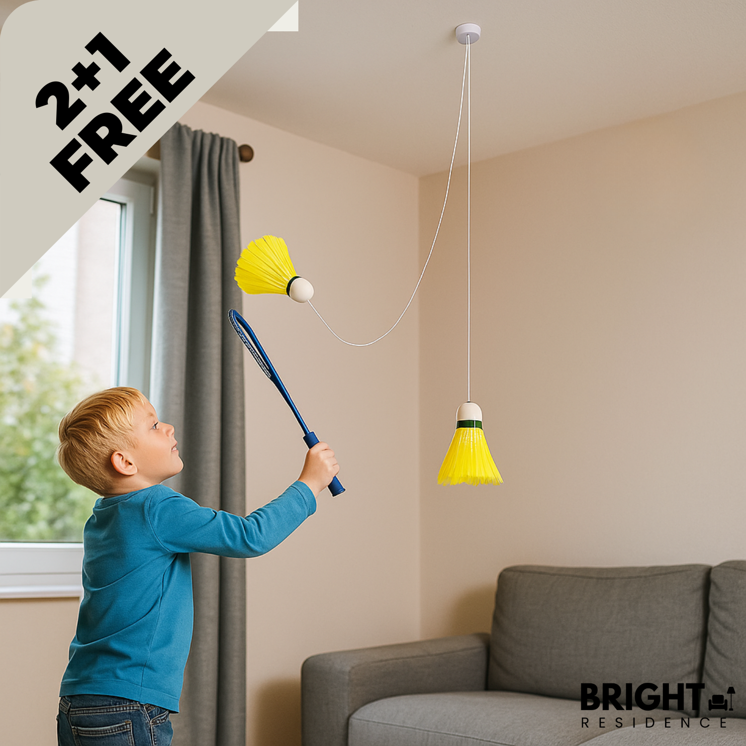 2+1 FREE | BounceBird – Solo Badminton Training Made Fun