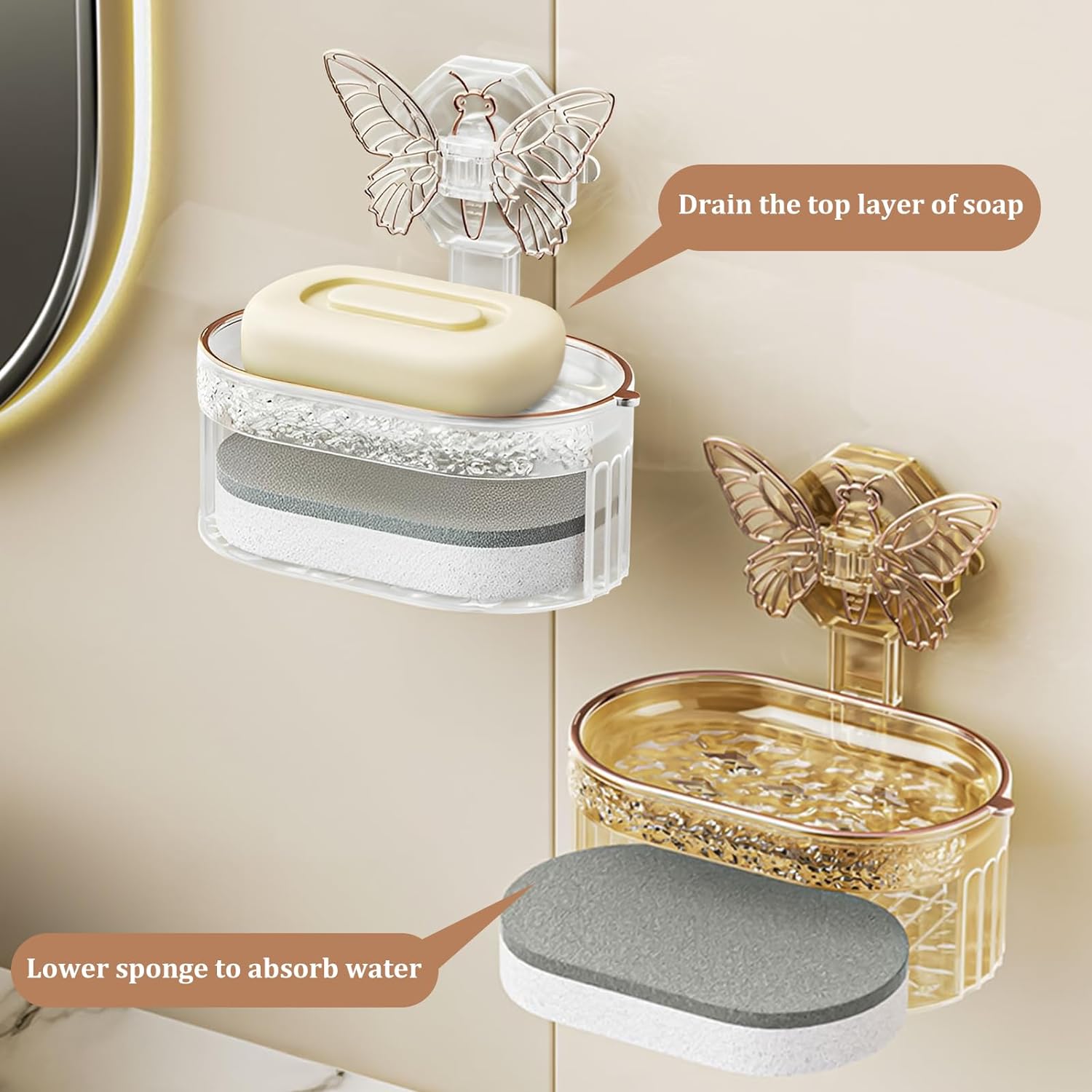 ButterFloat - Stylish butterfly soap dish for bathroom & kitchen