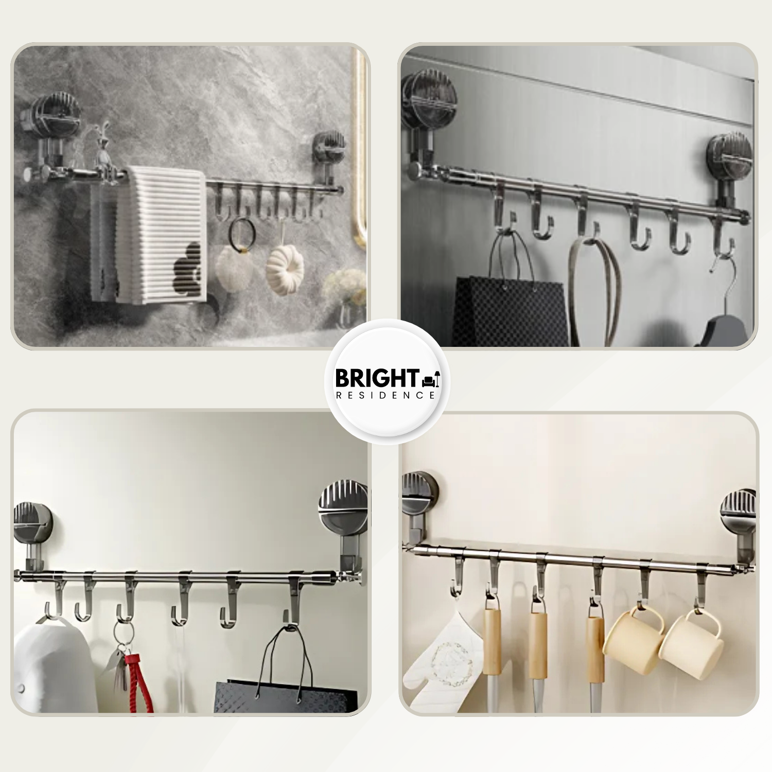 HangRack™ - Adjustable stainless steel towel rack with suction cups