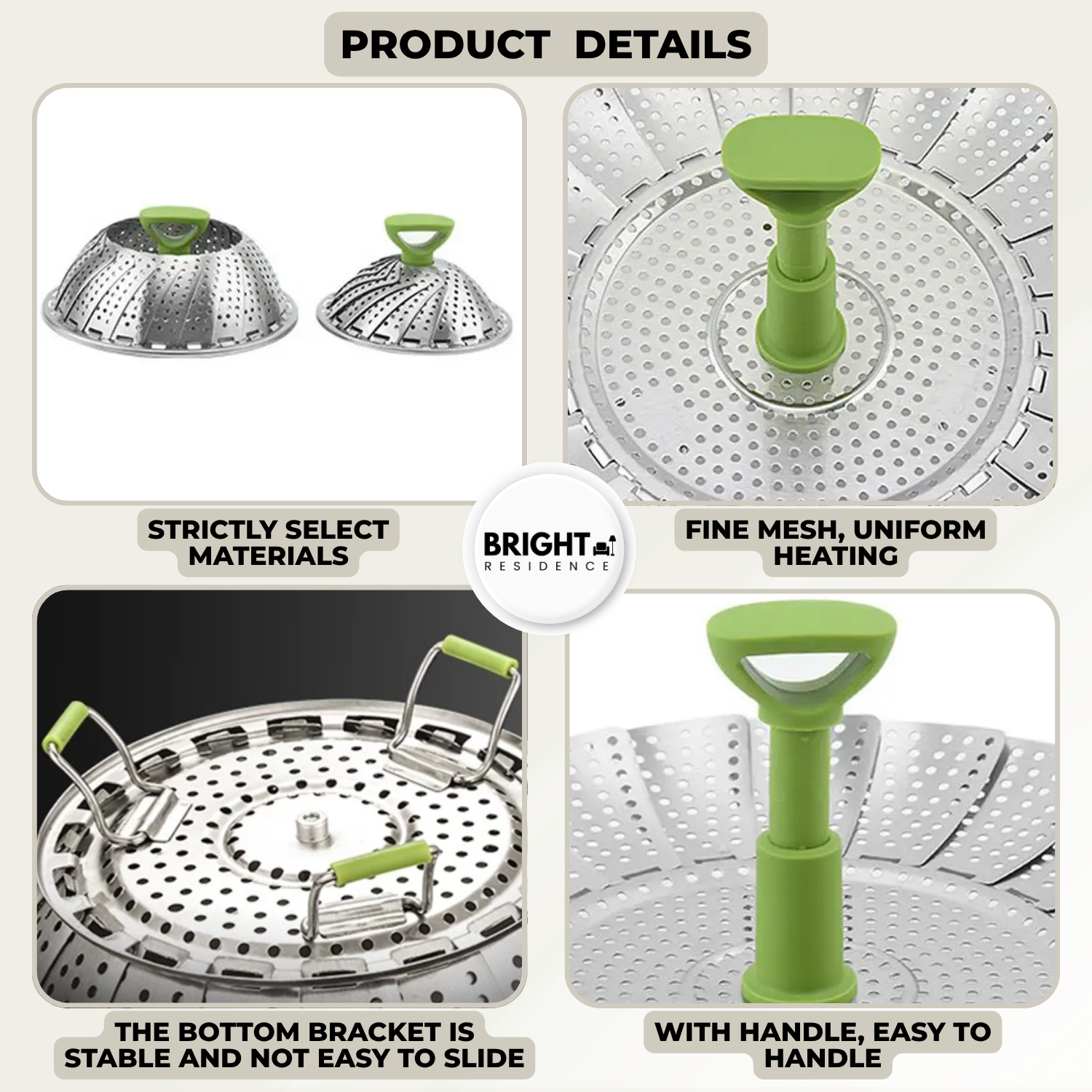 SteamEase™ - Foldable stainless steel steamer insert