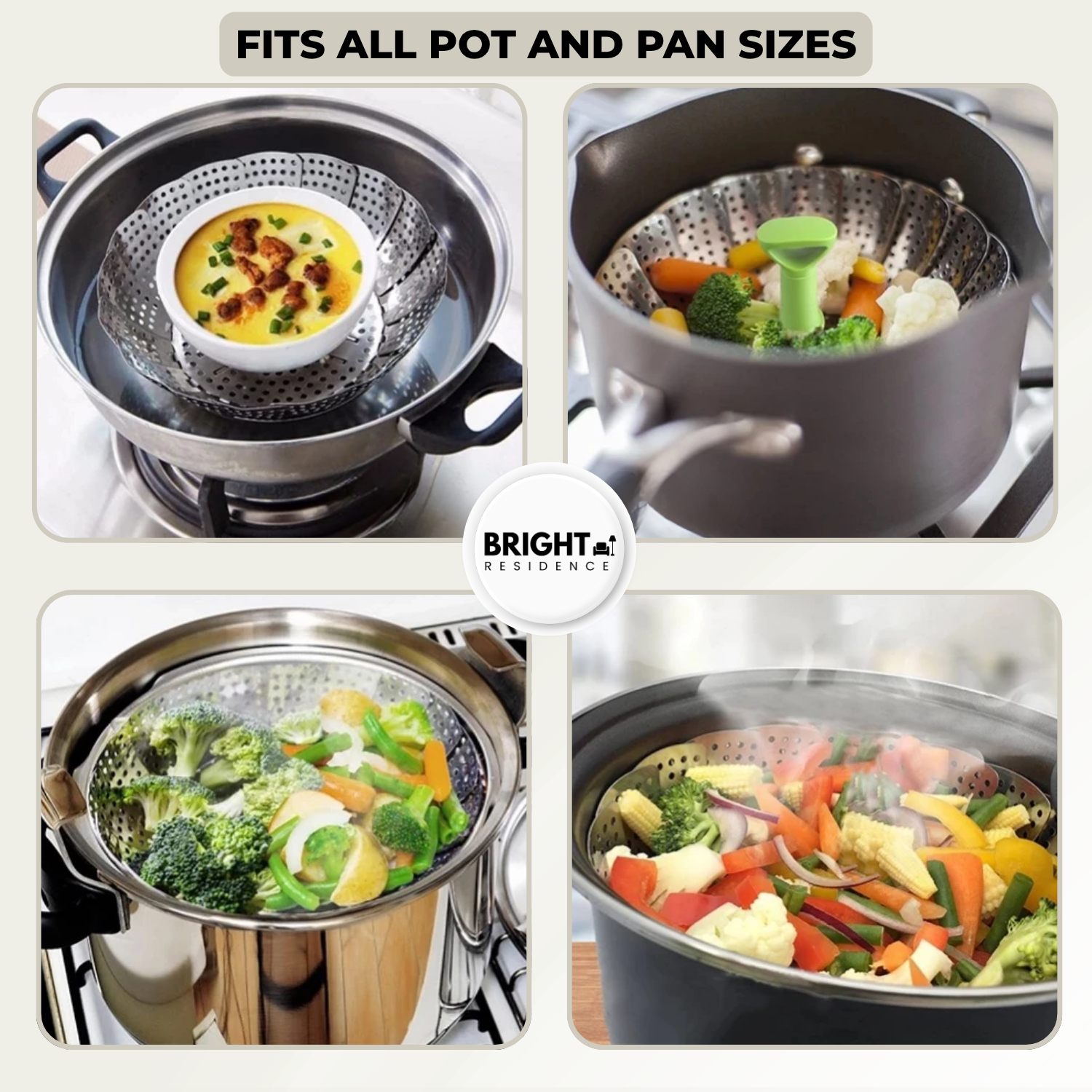 SteamEase™ - Foldable stainless steel steamer insert