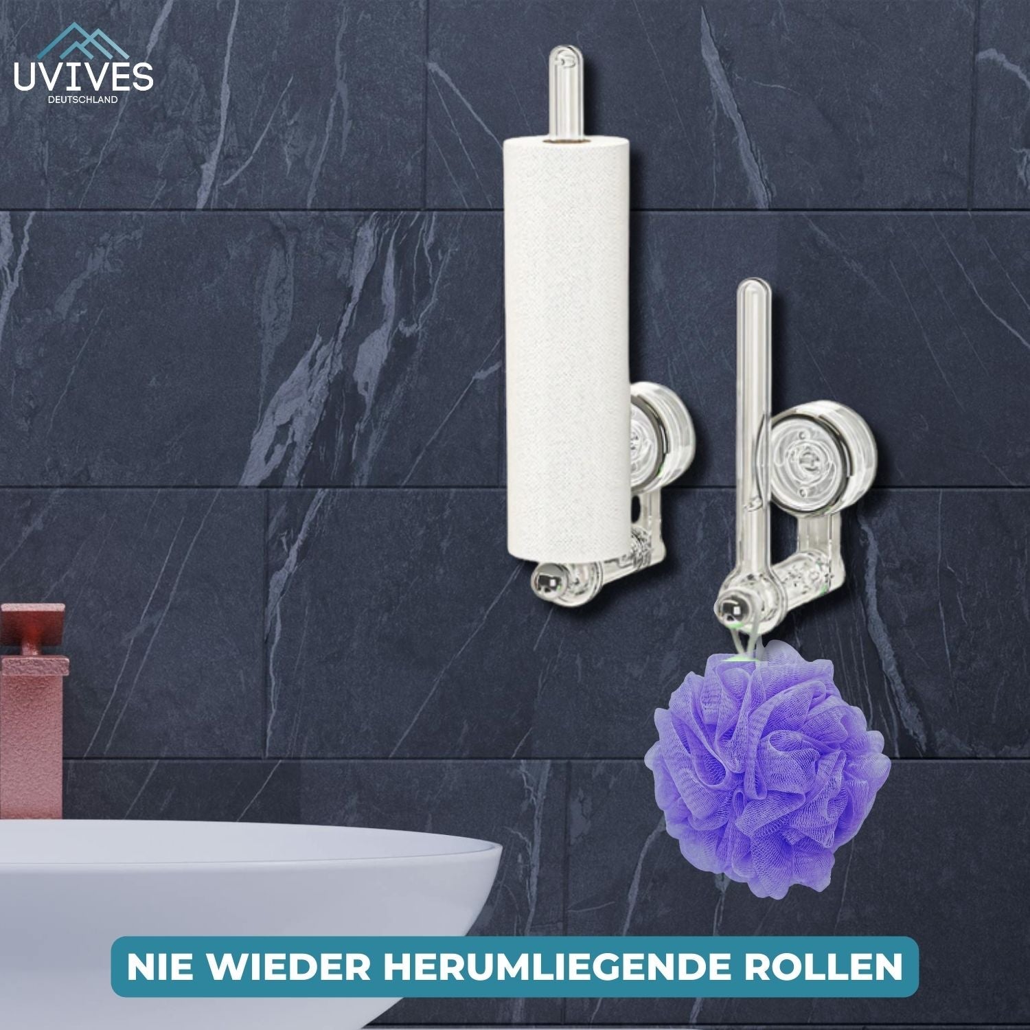 GripRoll™ - Multifunctional vacuum suction cup toilet roll holder