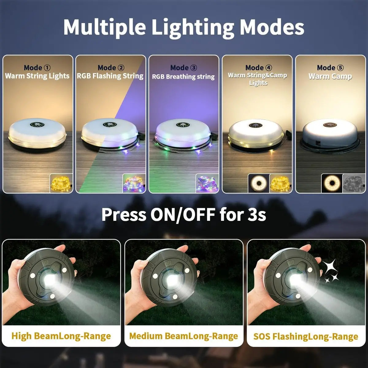 GlowMate Outdoor – 4-in-1 Camping Light for Fun, Function, and Safety