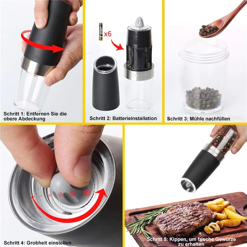 FlavorMagic - Automatic electric gravity induction salt and pepper mill