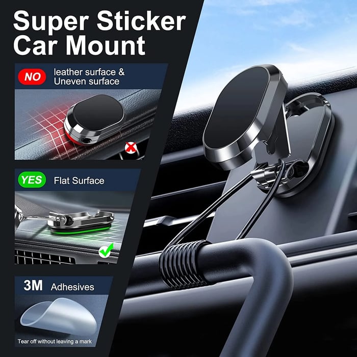 SnapMount – Ultra-Strong Magnetic Car Phone Holder with 360° Rotation