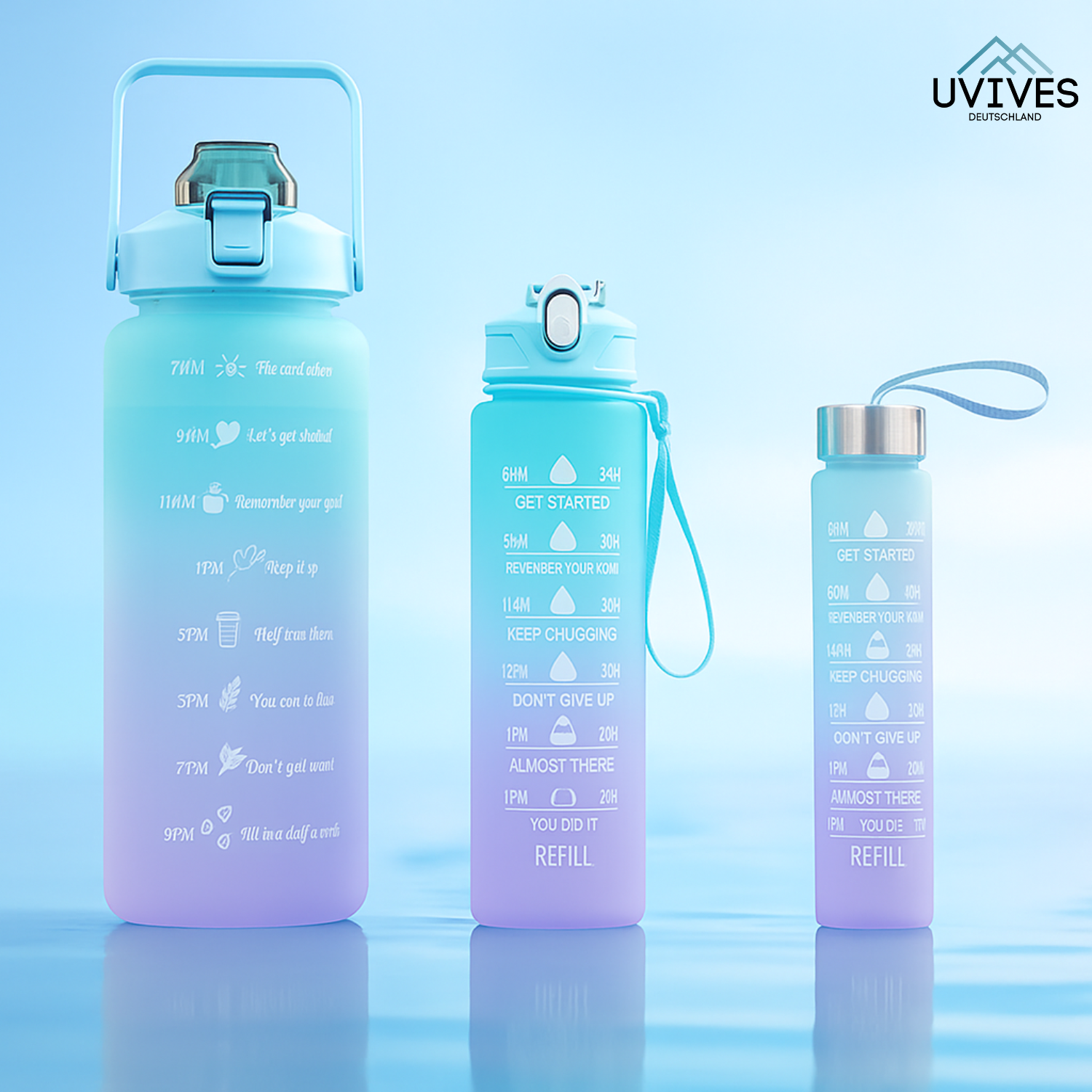 MotivaSip | Daily Hydration with Style & Motivation (Set of 3 Bottles)