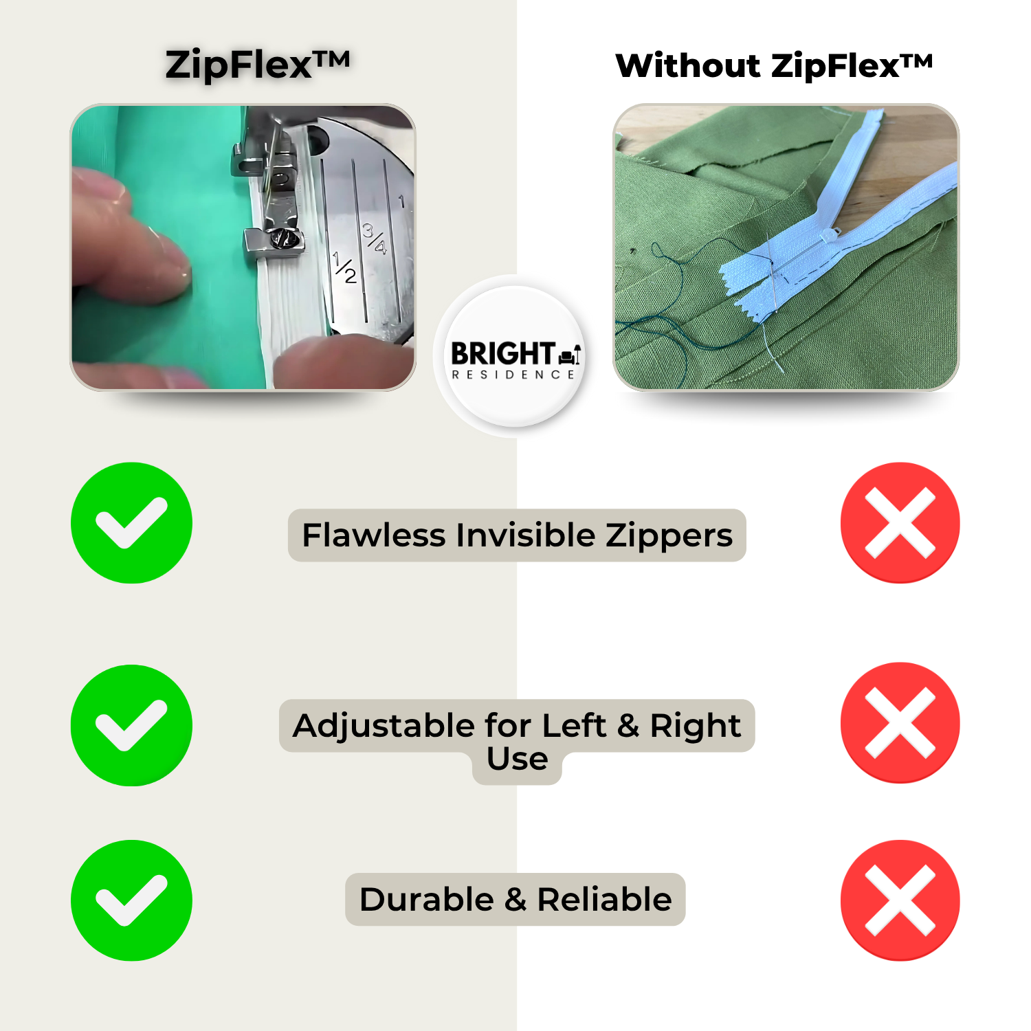 1+1 FREE | ZipFlex™ - Adjustable zipper foot sewing machine