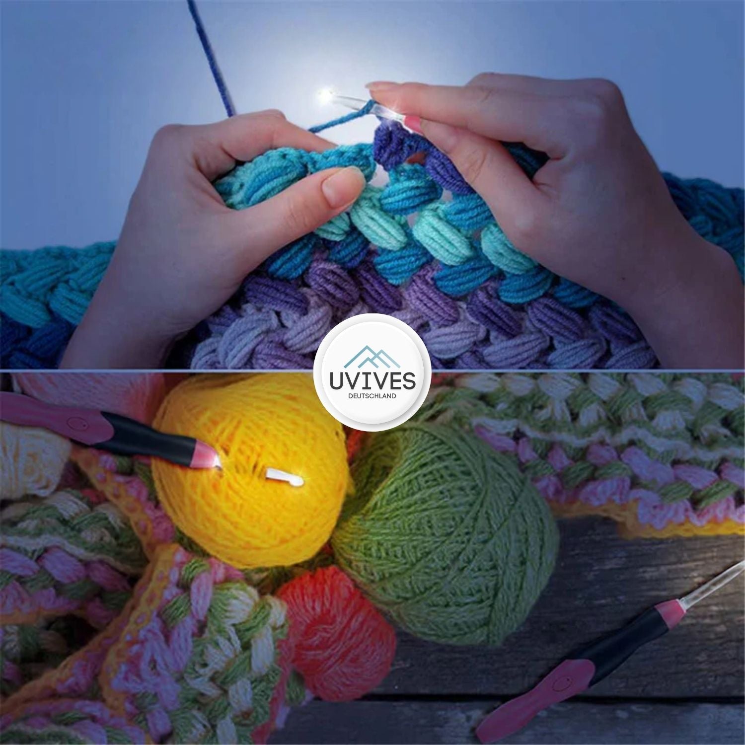 BrightLoop™ - Rechargeable luminous crochet hook set