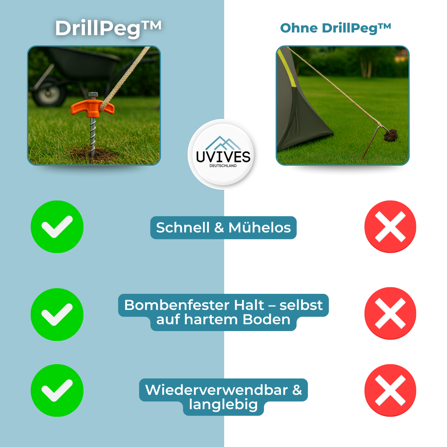 2+2 FREE | DrillPeg™ - Anchor your tent securely in seconds