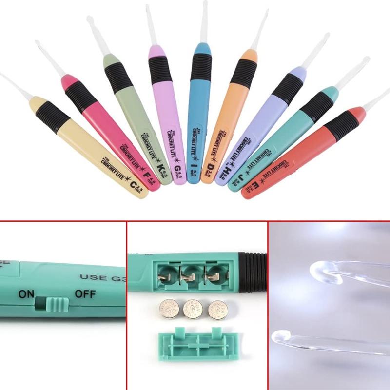 GlowHook - Glowing crochet hooks for every occasion (set of 9)