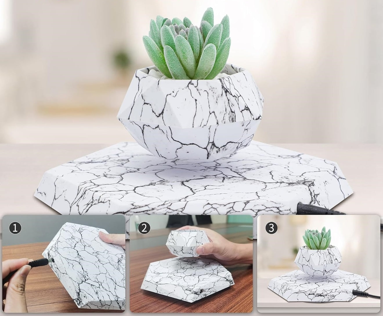 Plantlev – Floating Plant Pot with 360° Rotation for Modern Living