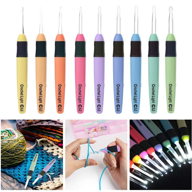 GlowHook - Glowing crochet hooks for every occasion (set of 9)