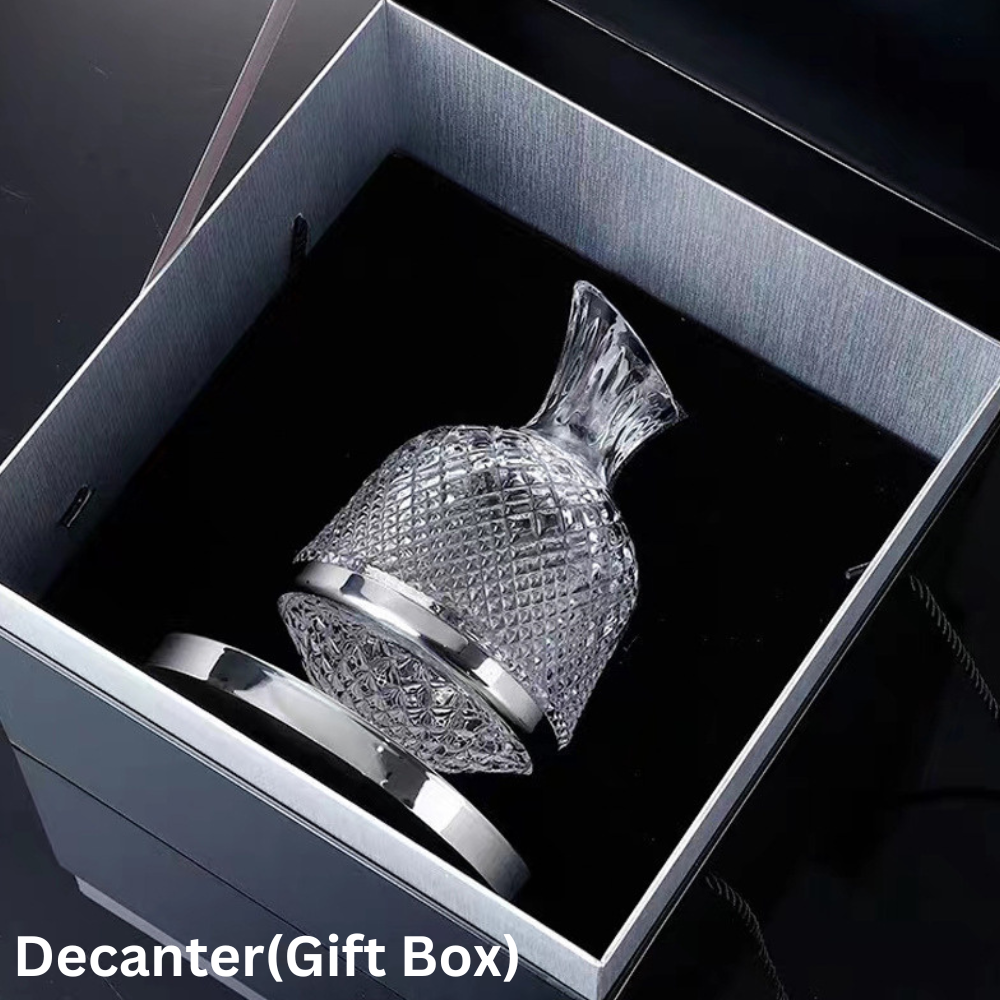 LuxeDecant™ - 360° rotating crystal hand-blown wine decanter