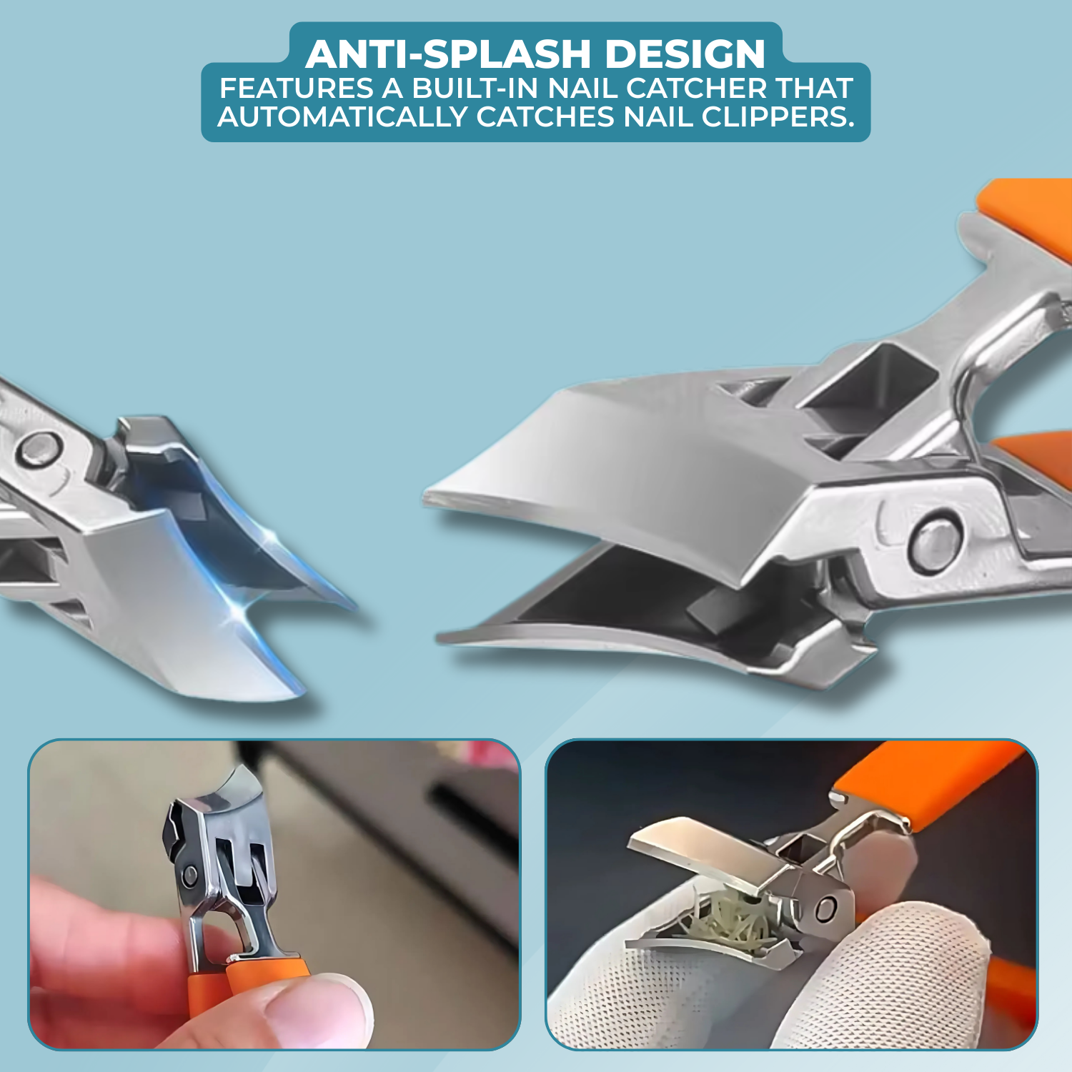 WideTrim™ - Wide-opening, splash-proof, angled nail clippers