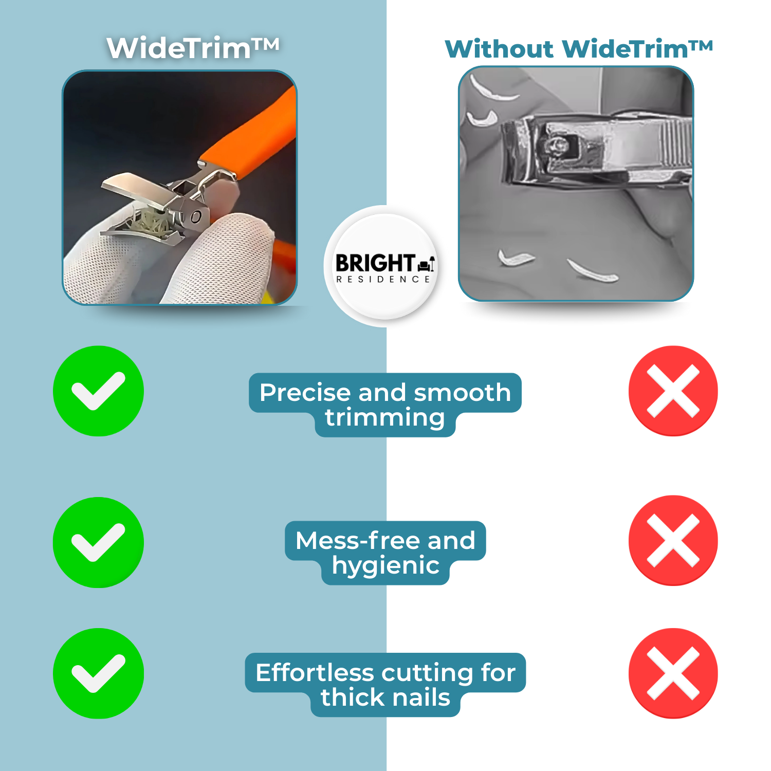 WideTrim™ - Wide-opening, splash-proof, angled nail clippers