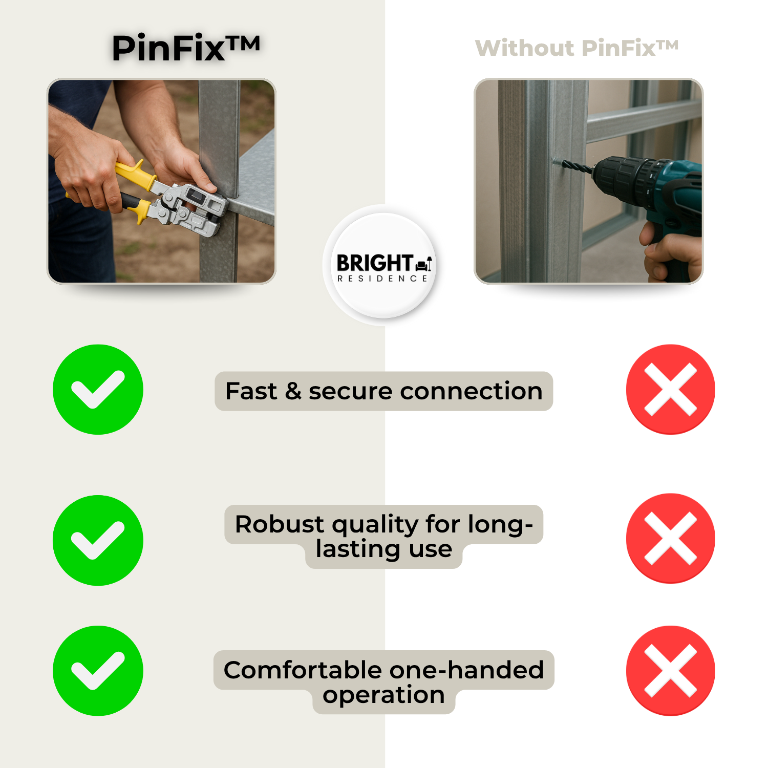 PinFix™ - Strong connections without screws in seconds