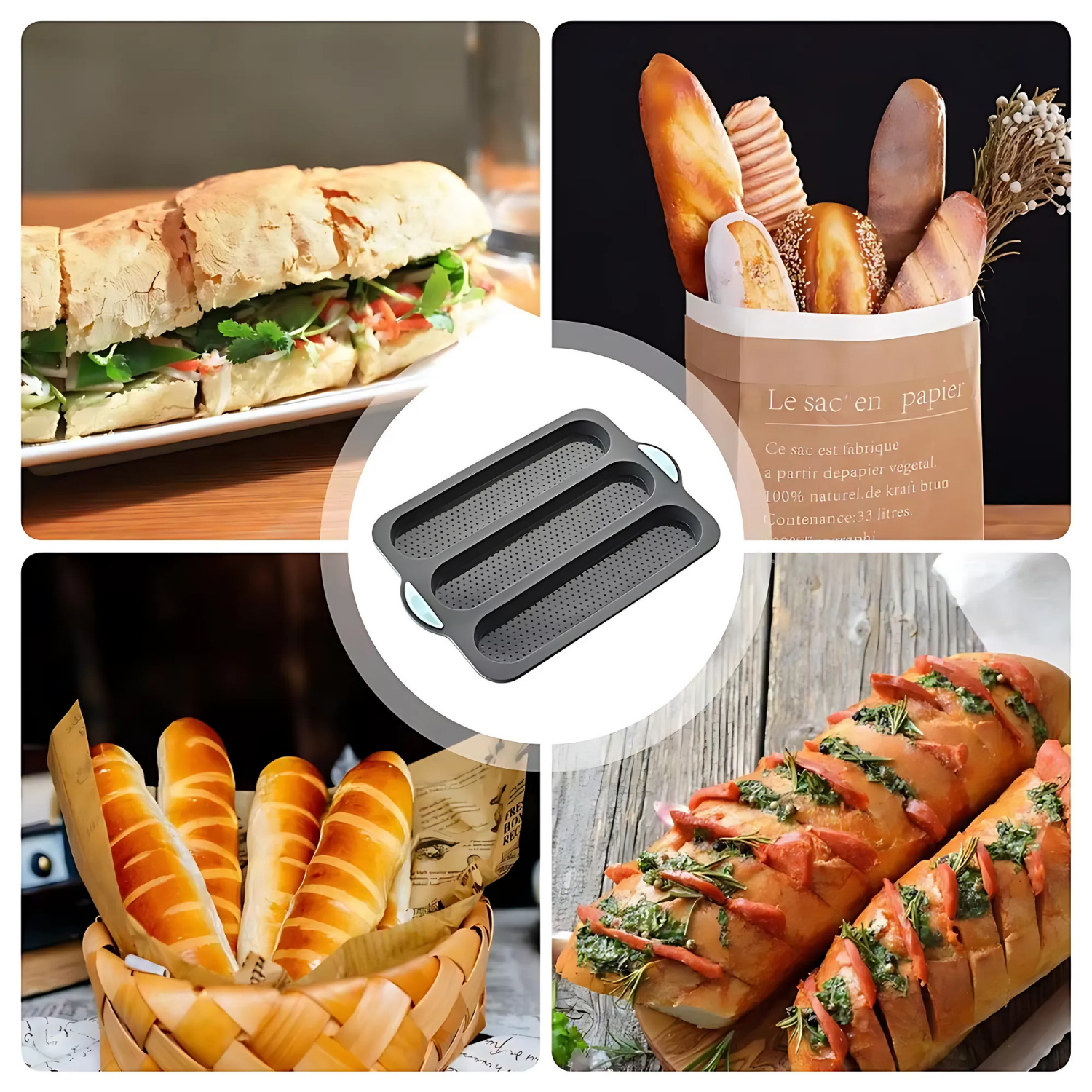 CrustyBake™ - Non-stick baguette baking mold silicone