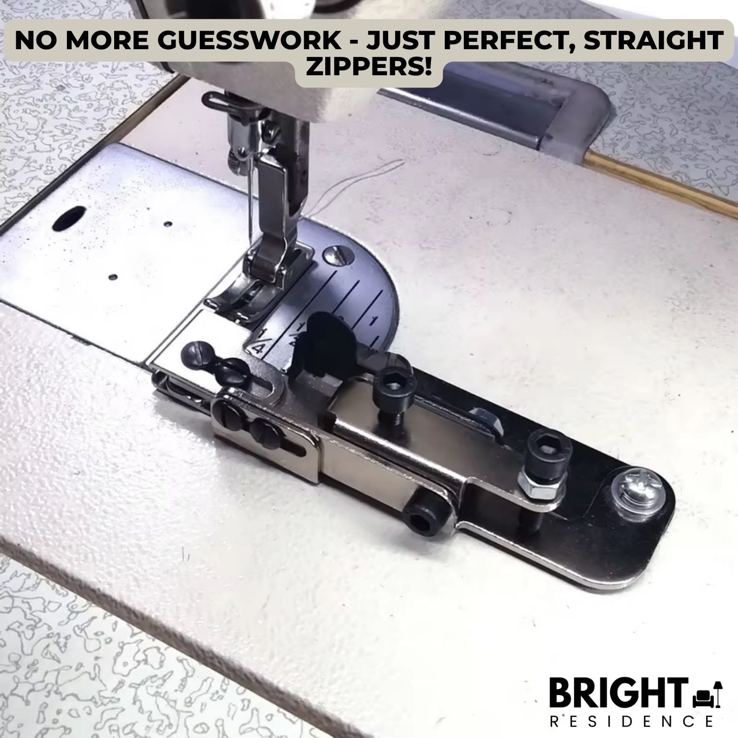 ZipFix™ - Zipper foot for positioning the stitch line