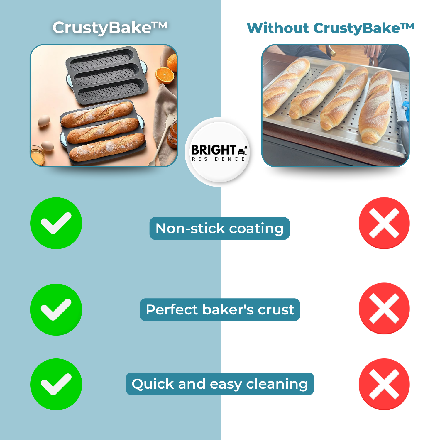 CrustyBake™ - Non-stick baguette baking mold silicone