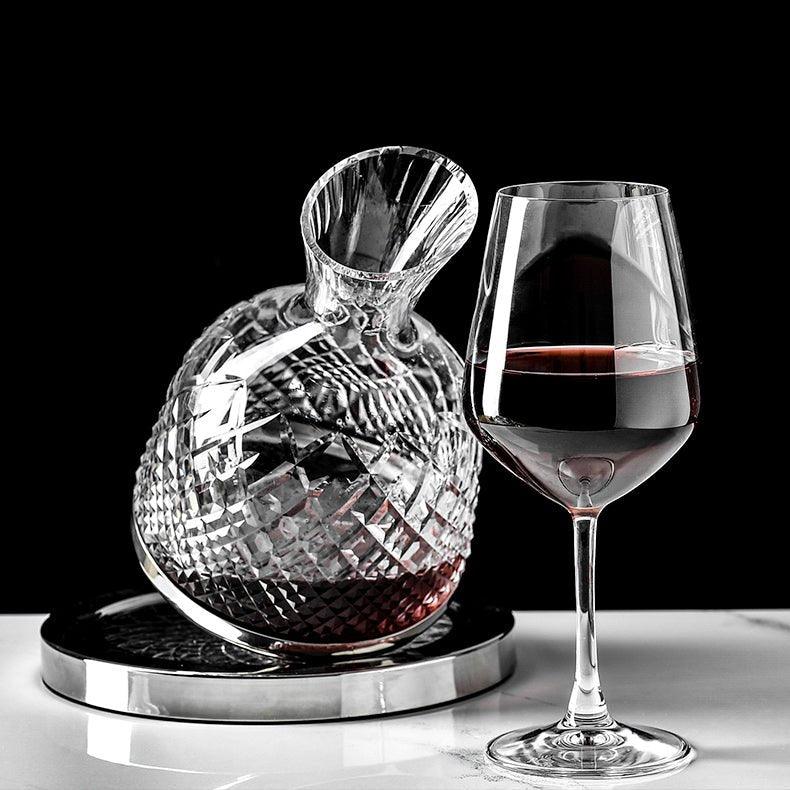 LuxeDecant™ - 360° rotating crystal hand-blown wine decanter