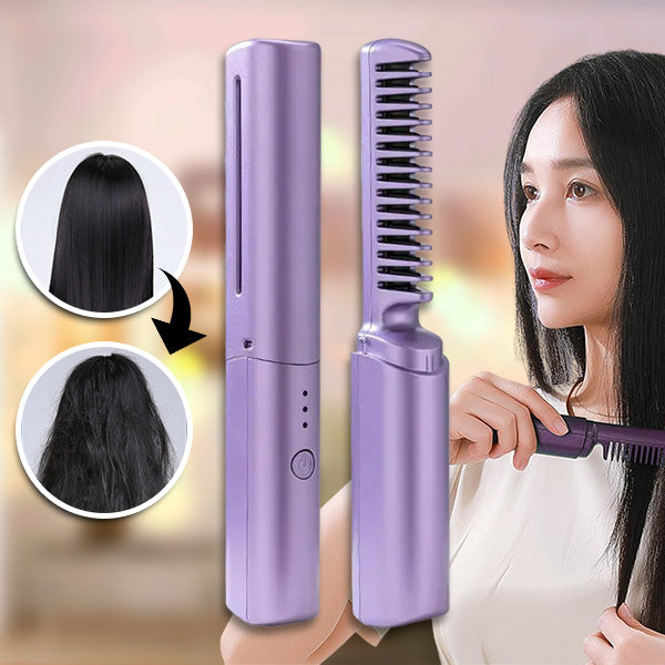 SmoothStyle – Compact Cordless Hair Straightening Comb for On-the-Go Styling