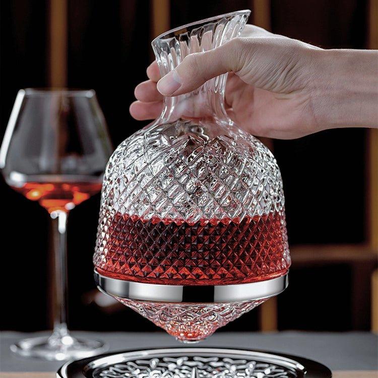 LuxeDecant™ - 360° rotating crystal hand-blown wine decanter