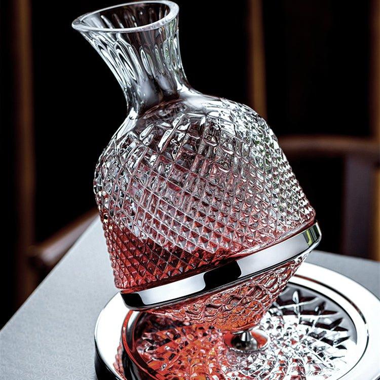 LuxeDecant™ - 360° rotating crystal hand-blown wine decanter