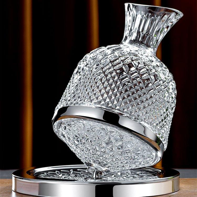 LuxeDecant™ - 360° rotating crystal hand-blown wine decanter