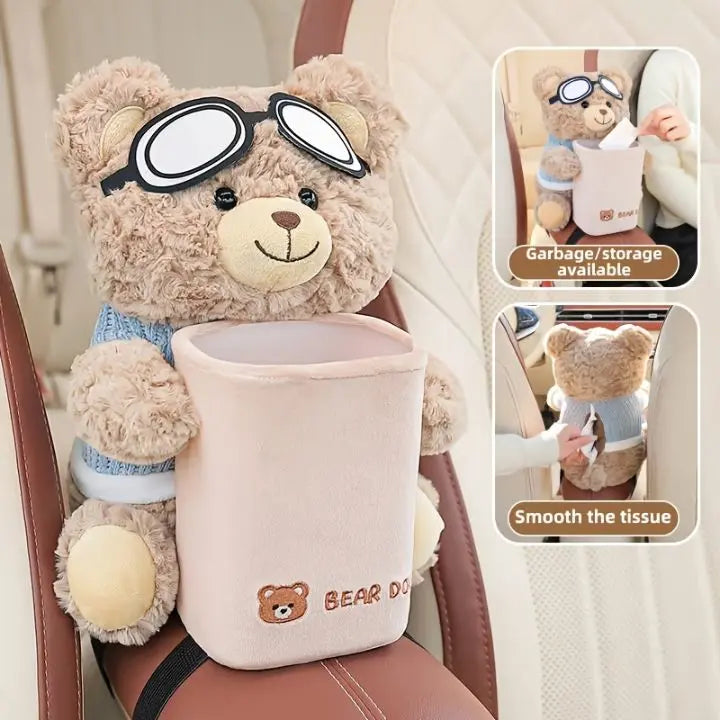 TidyBear – Adorable Car Organizer & Tissue Dispenser for a Neat Ride