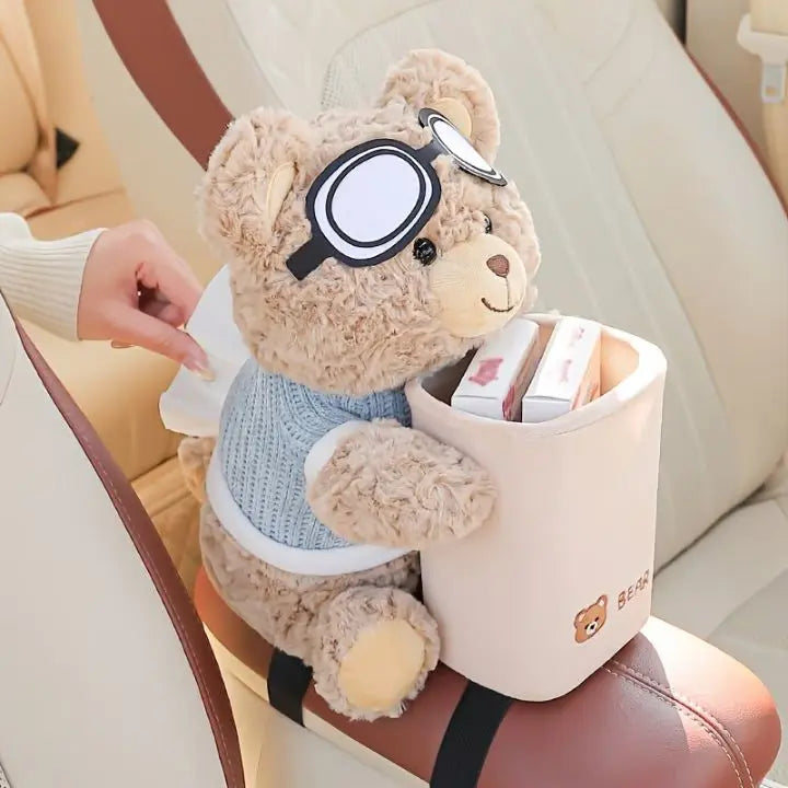 TidyBear – Adorable Car Organizer & Tissue Dispenser for a Neat Ride