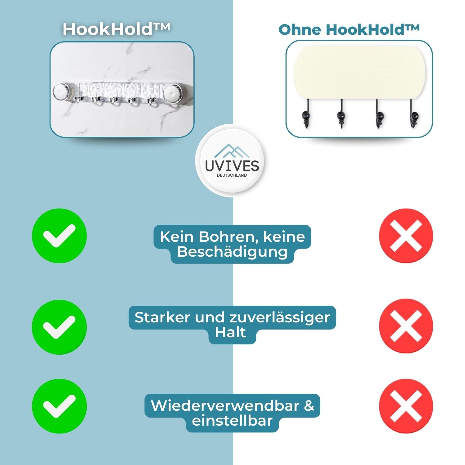 HookHold™ - Space-saving suction cup hooks with adjustable folding design