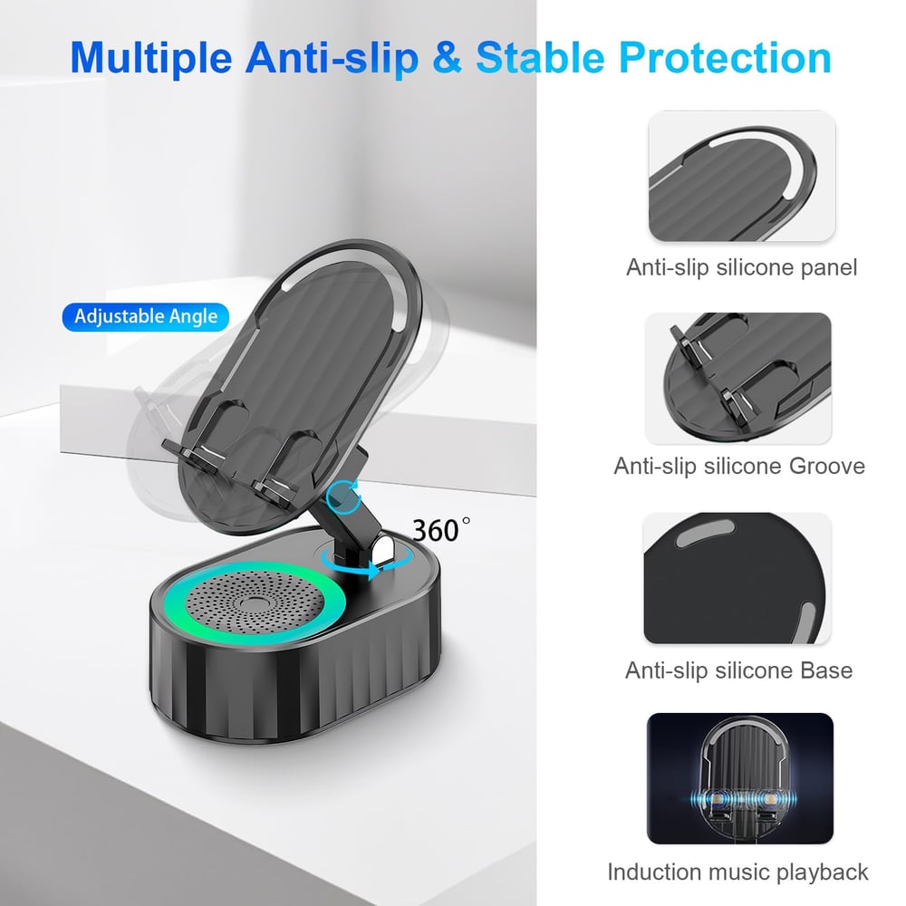 InnovaStand – All-in-One Phone Stand with Wireless Speaker & LED Light