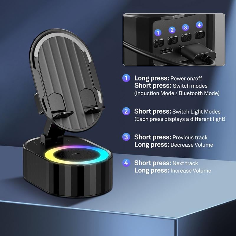 InnovaStand – All-in-One Phone Stand with Wireless Speaker & LED Light