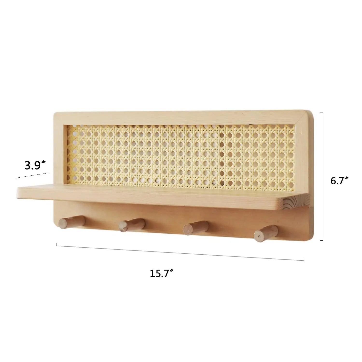 WeaveRack - Wall shelf made of wood and rattan