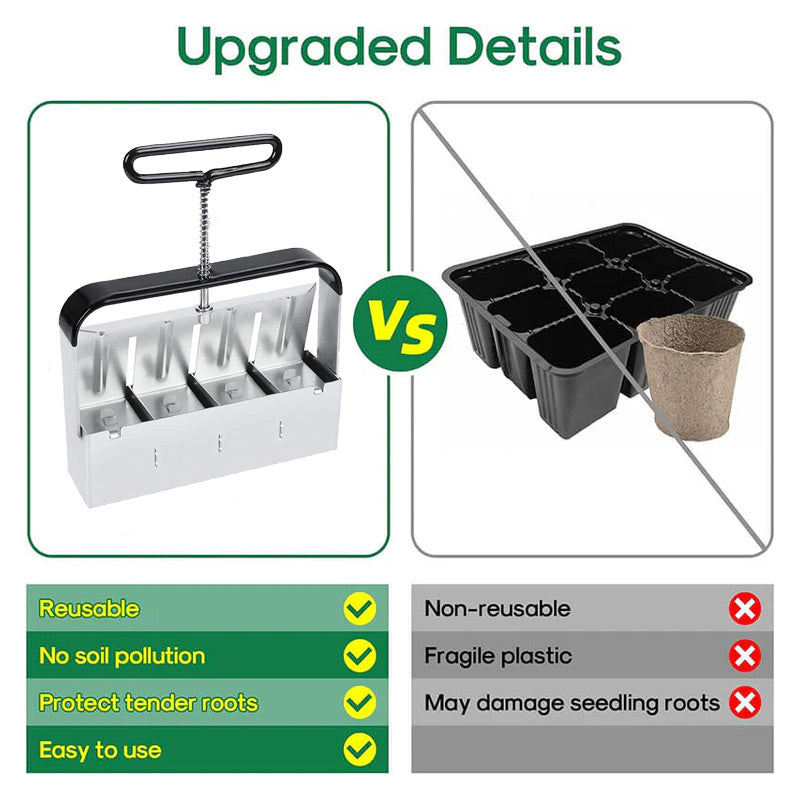 PlantForm - Manual clod former, soil blocker, garden tools for sowing